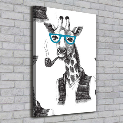 Giraffes With Glasses - Wrapped Canvas Print