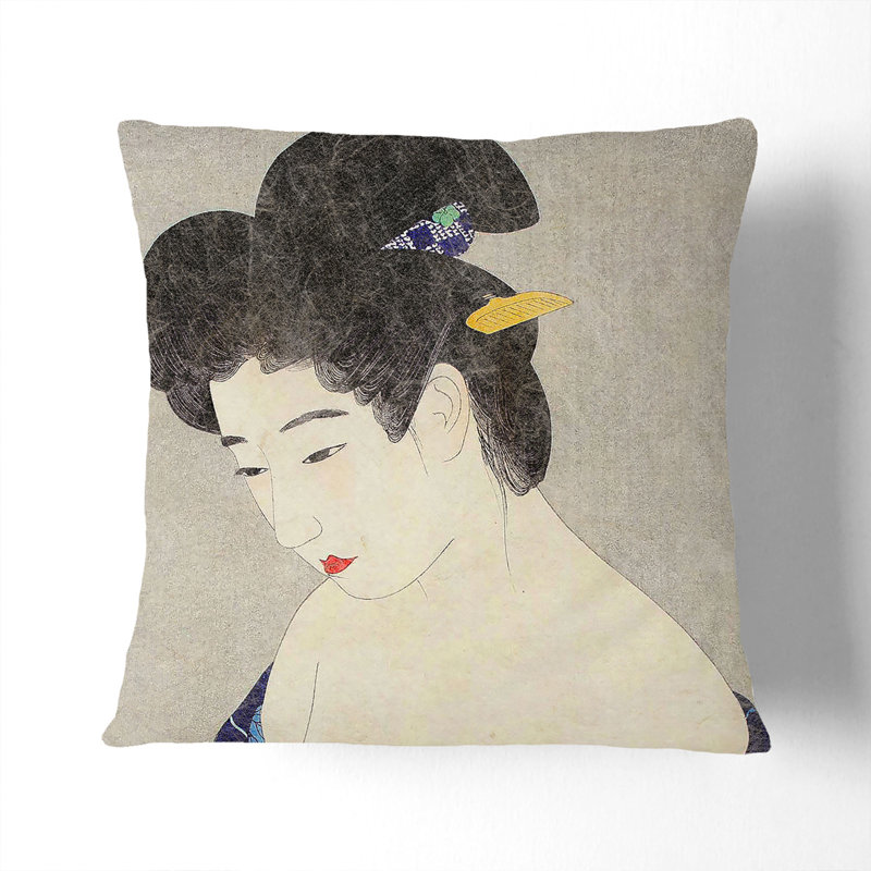 Woman by Ito Shinsui Cushion with Filling, 40cm H x 40cm W x 15cm D