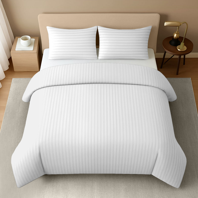 Microfiber Striped Duvet Cover Set, Double