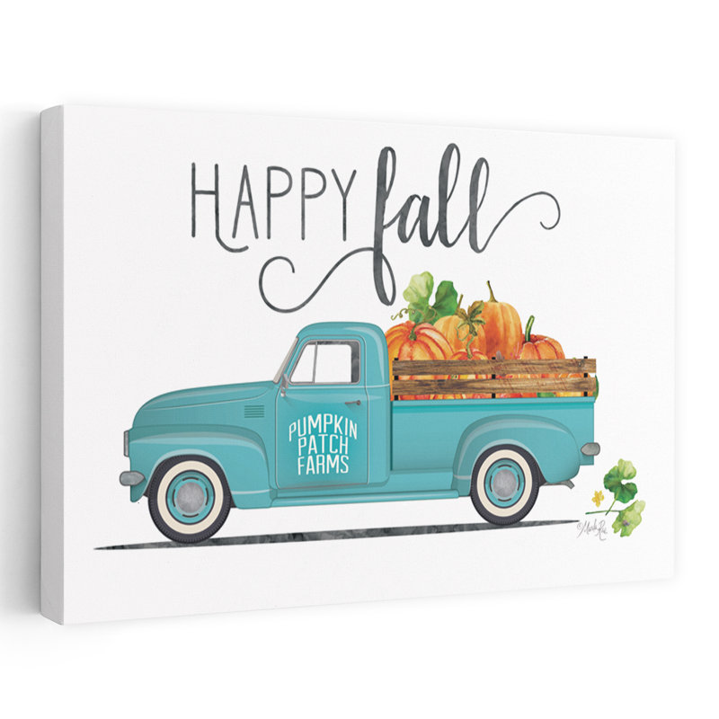 Happy Fall Vintage Truck, art contemporain, H 60 po x l 40 po