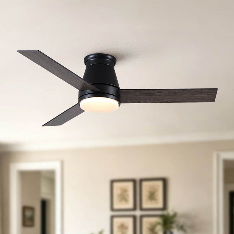 Homelover  48" Modern Flush Mount Ceiling Fan with Light Low Profile Ceiling Fan 6 Speed Quiet DC Motor Reversible 