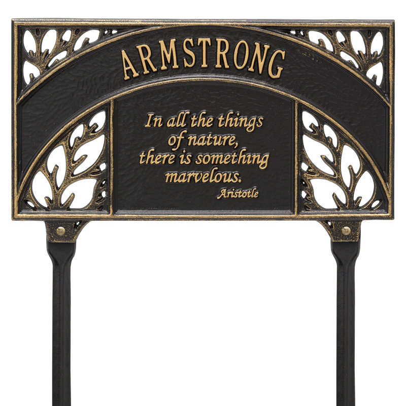 Aristotle Personalized Garden Sign, Black/Gold, Yes
