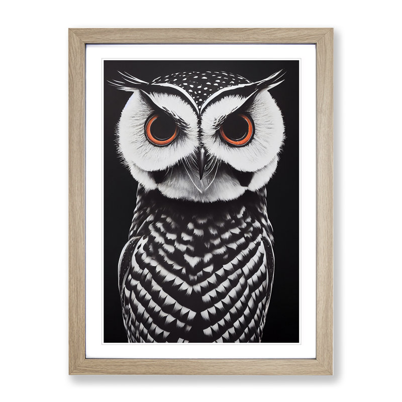 XV1022-4535X The Fierce Owl - Single Picture Frame Print, 46cm H x 34cm W x 2cm D, Oak