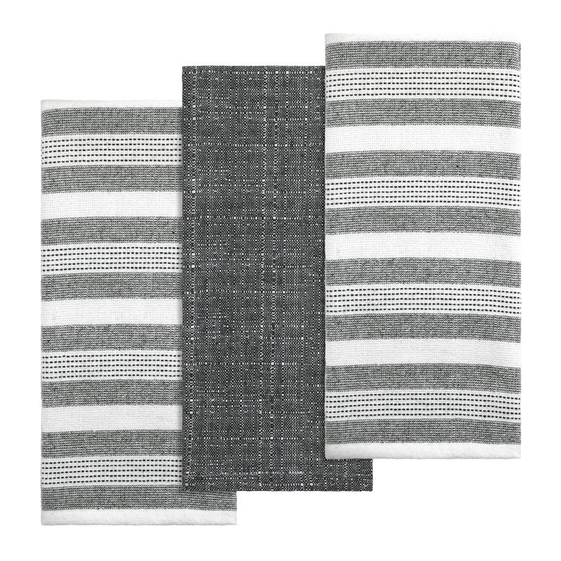 Izod Chester 3-Piece Kitchen Towel Set, Black