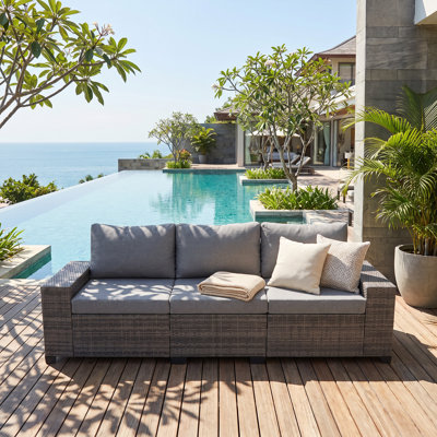 3-seat Outdoor Patio Sofa With Cushions