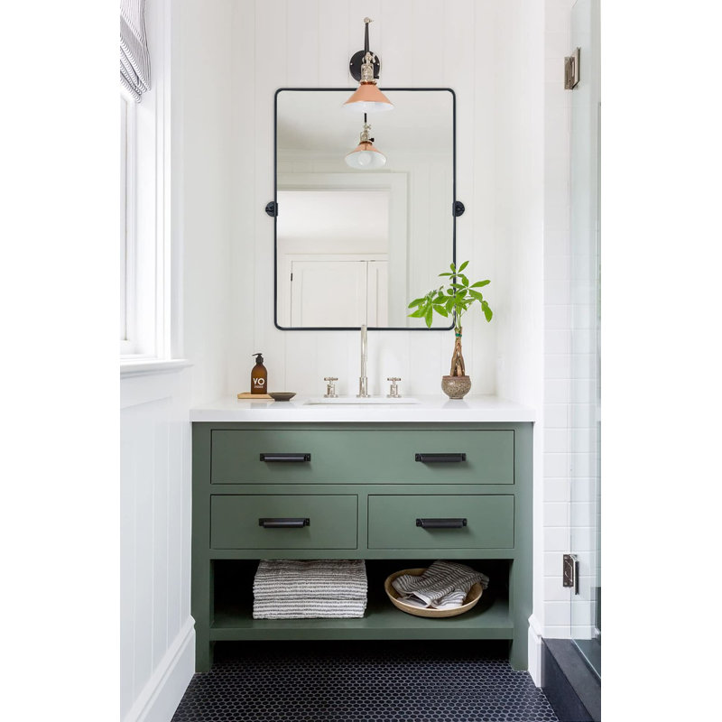 Miroir mural de salle de bain Woodvale, Noir mat, 40 po x 30 po