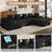 134"W Chenille Curved Sectional Sofa No Assembly Required Boneless Compressed Foam for Living Room Couch-410965111