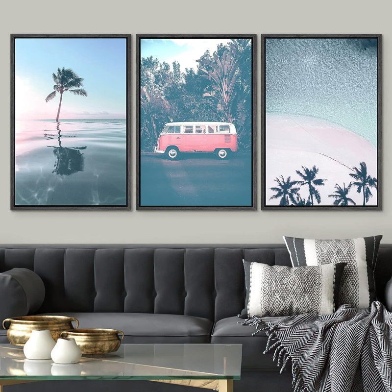 Coastal Beach, Cadre noir, H 24 po x l 16 po x P 1,5 po