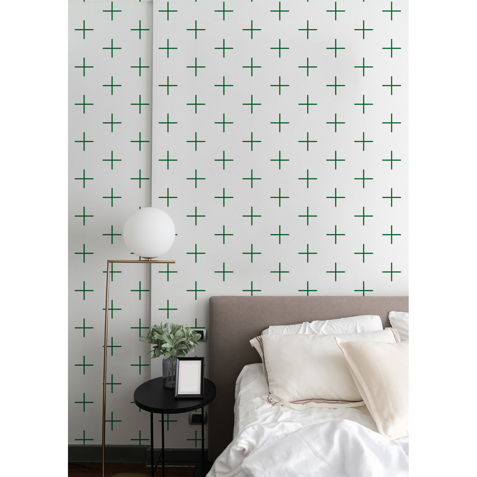 Addition Large Peel & Stick Wallpaper Roll, Green/White, Non-pasted