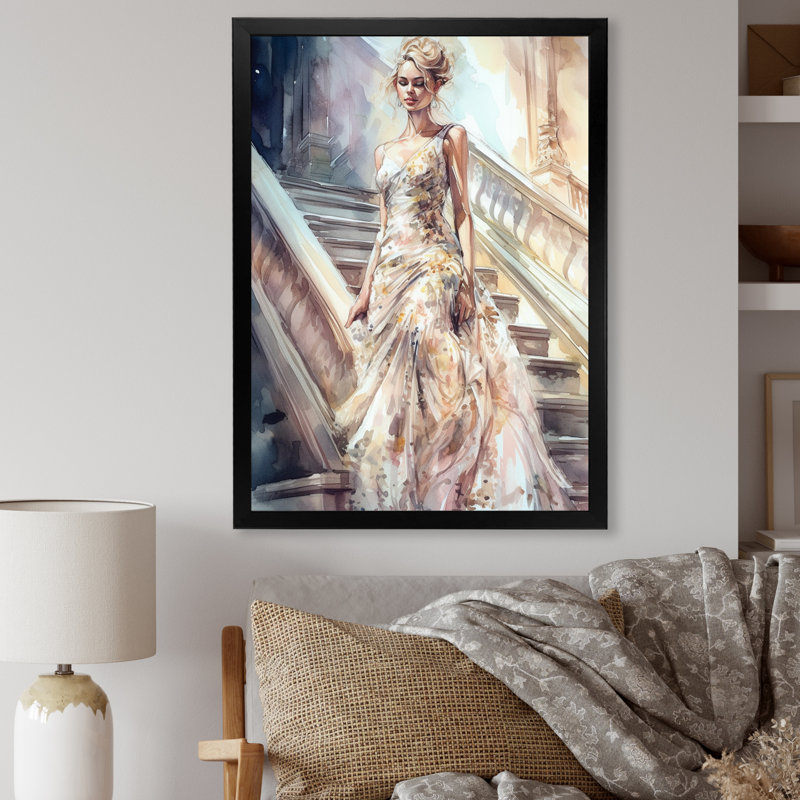«Fashionable Girl Modeling IV», impression encadrée sur toile, H 20 po x l 12 po x P 1 po, Cadre photo noir