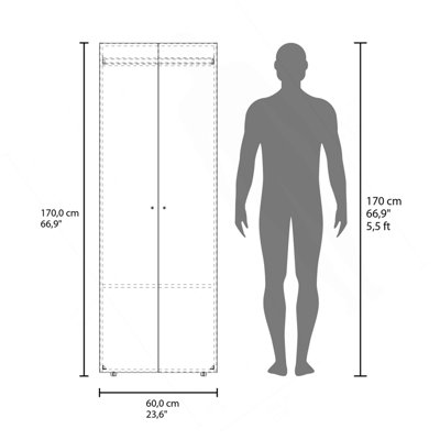 Système de garde-robe Soham Slim, chambre à coucher, Macadamia