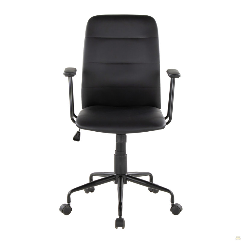 Chaise de bureau en similicuir noir, Noir
