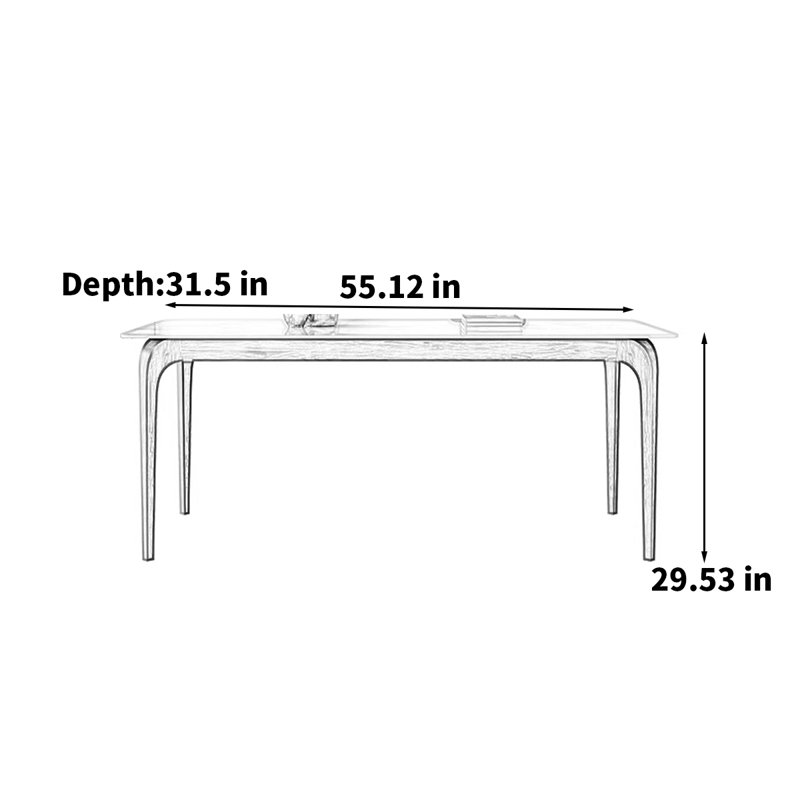 Endrew Rectangular rock slab simple modern dining table, 29.53"H x 55.12"L x 31.5"W