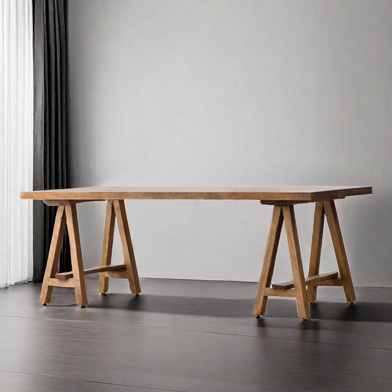Grande table de salle à manger rectangulaire simple en bois massif, H 29,53 po x L 70,87 po x l 31,50 po