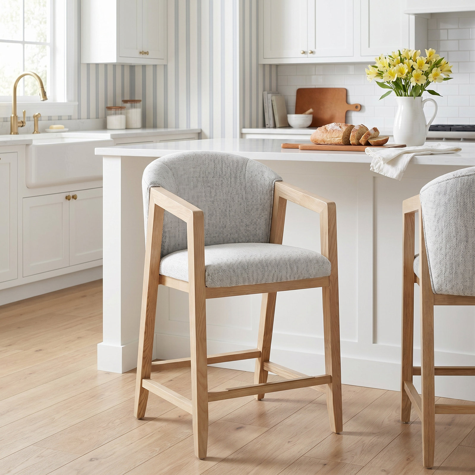Degraw 26" Bar Stool, Prestige Ivory/Basketweave