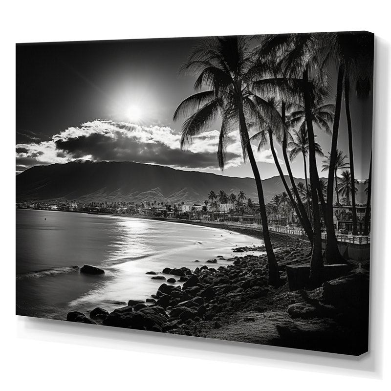 Maui, beau paysage urbain noir II sur toile, H 30 po x l 40 po x P 1,5 po, Toile tendue