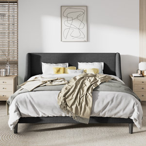 Mercury Row® Bowdoin Upholstered Wingback Platform Bed & Reviews | Wayfair