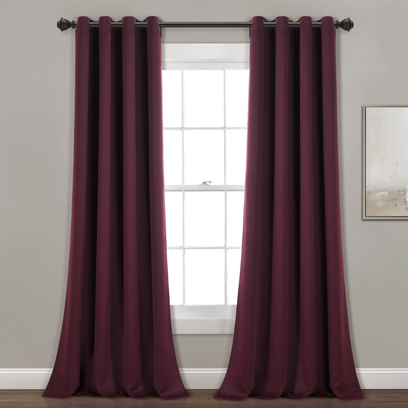 Panneaux de rideaux unis occultants et thermiques avec œillets, l 52 po x L 84 po, Prune
