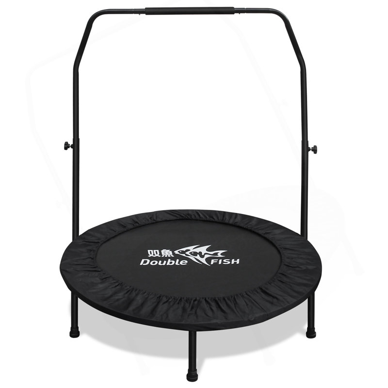 Mini trampoline réglable de haute qualité à poignée en mousse de 48 po - Peut supporter jusqu'à 400 lb, rebondisseur rectangulaire noir pour adultes - idéal pour les entraînements intérieurs et extérieurs