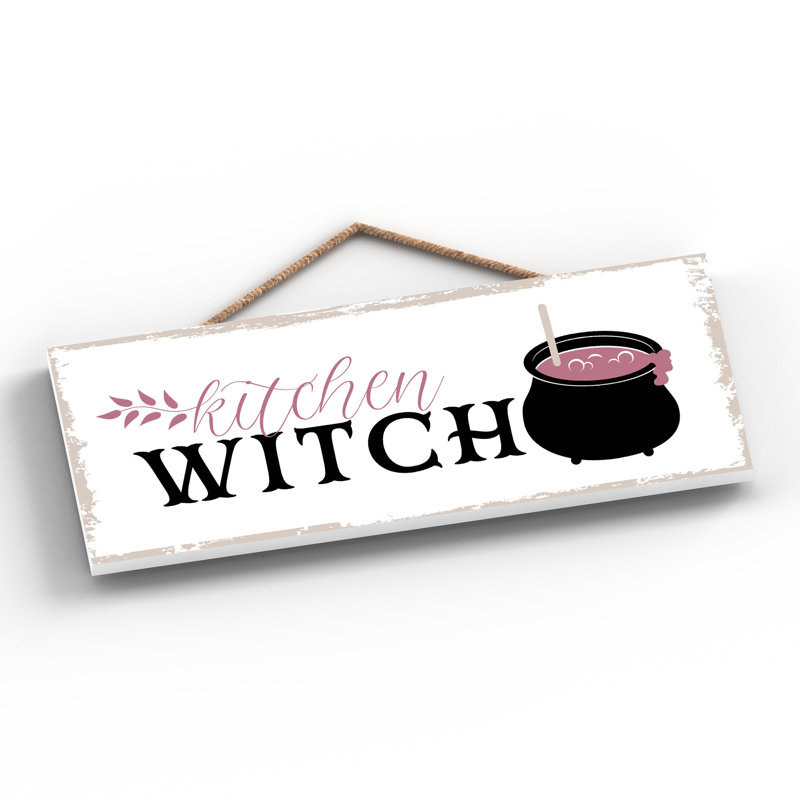 Kitchen Witch Cauldron Wooden Plaque