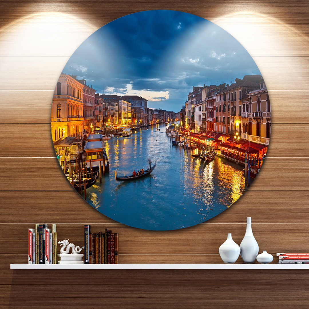 Cityscape 'Grand Canal at Night Venice' Photograph East Urban Home 