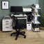 Bureau d'ordinateur antique blanc et noir avec plateau pour clavier-125977691