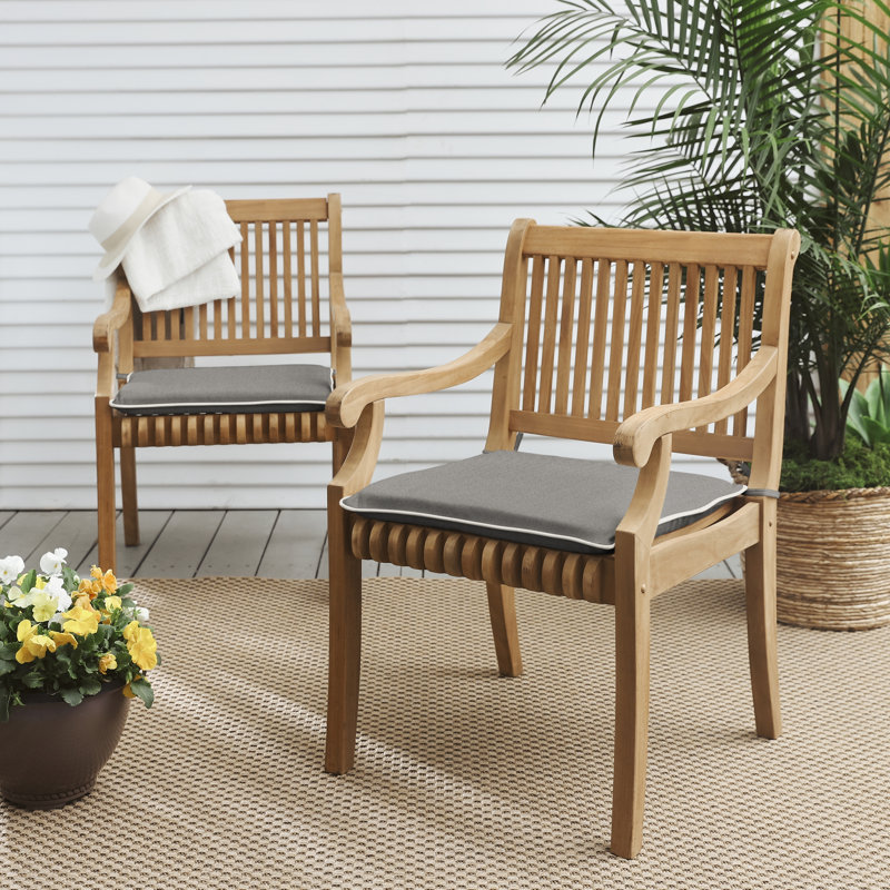 Heathwood Outdoor Sunbrella Chair Pad, 2" H x 21" W x 19" D, Sunbrella - Canvas Charcoal/ Canvas Natural Cord