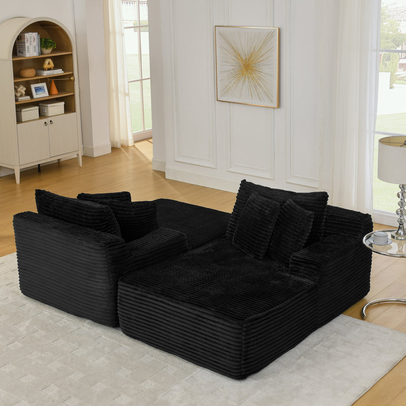 Canapé avec coussin moelleux et coussins, Noir
