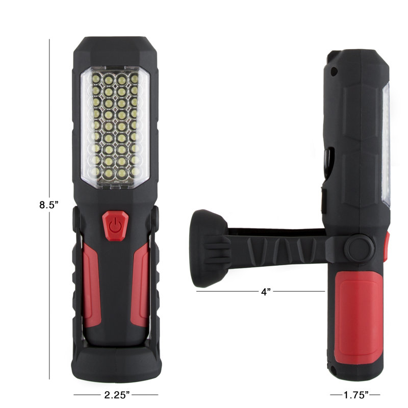 Stalwart LED Flashlight with Magnetic Swivel Base and Hanging Hook - Dual Beam Work Lamp