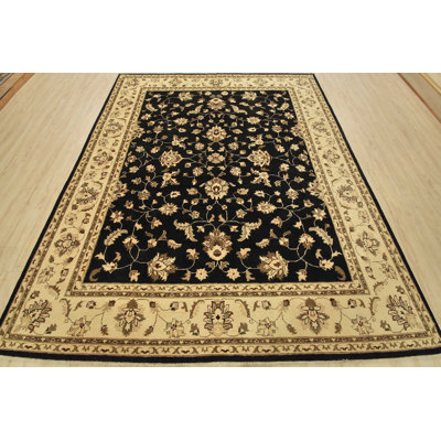 Tapis oriental traditionnel en laine noué à la main bleu 8 pi 2 po x 9 pi Ziegler