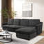 Canapé modulaire surdimensionné noir avec méridienne - siège profond moderne pour le salon ergonomique, mousse, velours court et doux, aucun canapé requis d'assemblage