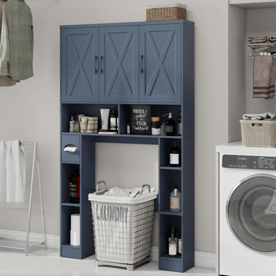 Over The Toilet Storage Cabinet With 3 Barn Doors