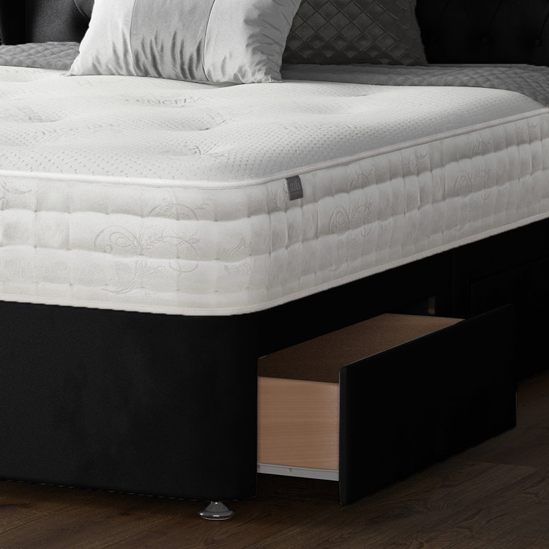 Mandalay Divan Bed Base, Single, Black, 2 Right Drawers