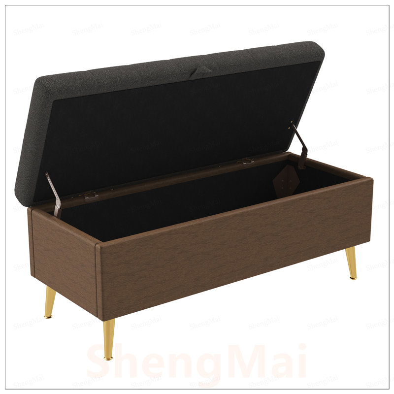 Banc de rangement moderne avec repose-pieds rembourré pour la chambre à coucher, le salon et le vestibule avec compartiment caché spacieux et design capitonné élégant