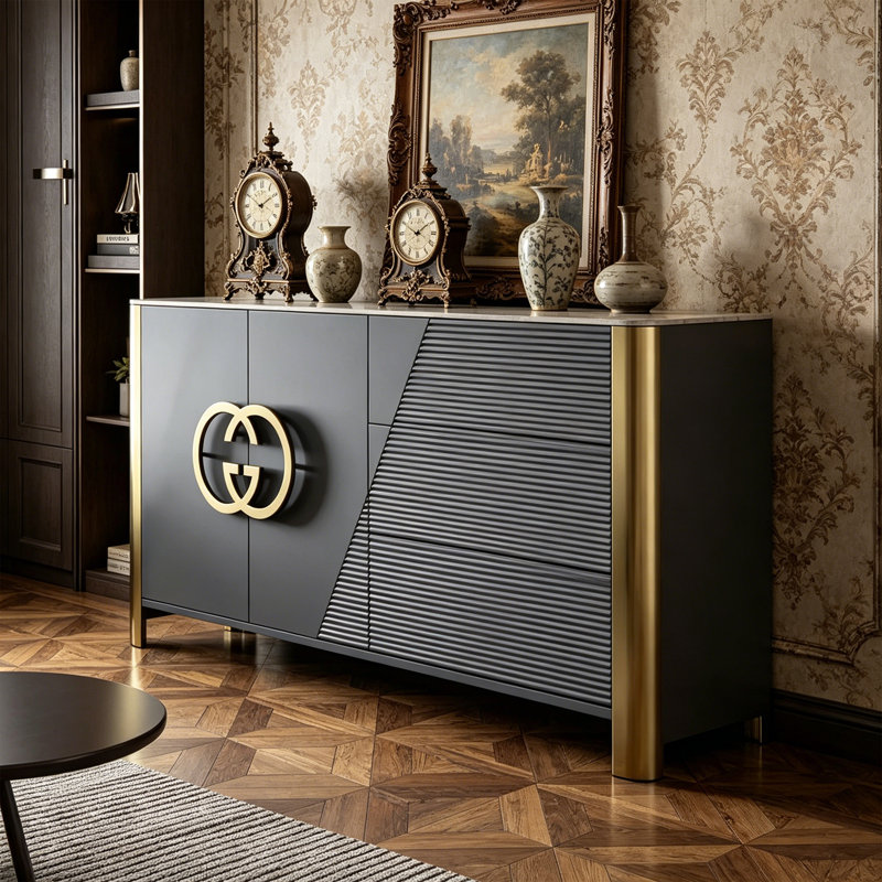 Pereira, 33.46" H x 62.99" W x 15.75" D, Gold/Blue
