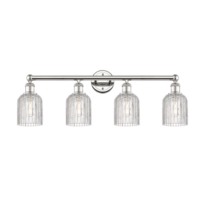 Éclairage pour meuble-lavabo à 4 lumières à intensité variable Fiennes Veil, Nickel poli, Clear