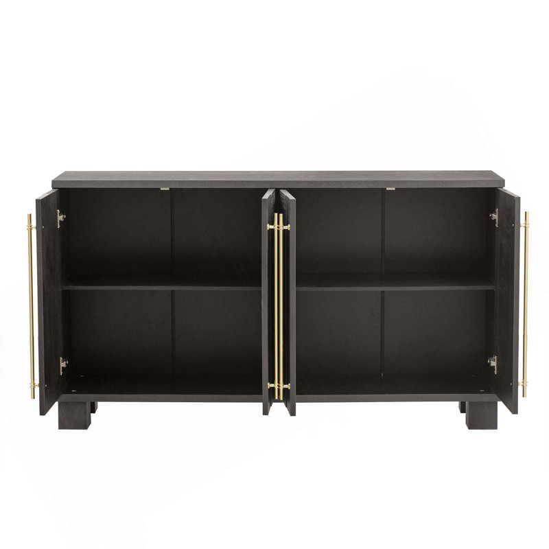 Buffet polyvalent avec tablettes réglables et poignées élégantes pour diverses pièces, Brun