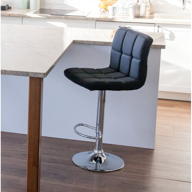 Seamus Swivel Upholstered Adjustable Height Counter Stool with Metal Frame, Black