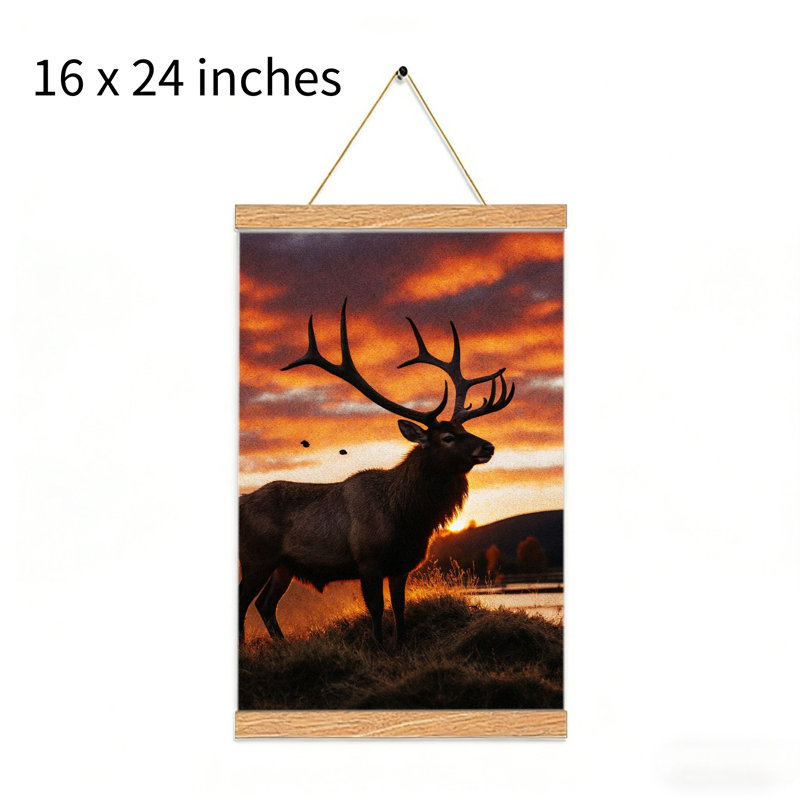 Coucher de soleil silhouette de coucher de soleil, art mural suspendu à volutes, cintre en bois intégré, l 16 x L 24