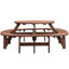 Table de pique-nique d'extérieur ronde en bois pour 10 à 12 personnes