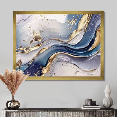 Golden Silence of Minimal Marble Waterfall II - art mural minimaliste abstrait pour le salon