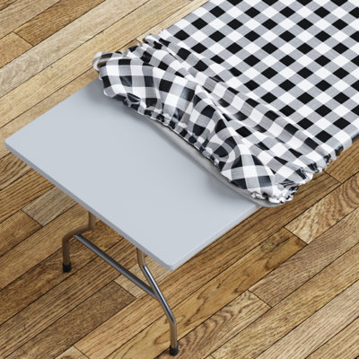 Vinyl Picnic Fited Tableclth Rectangle 48X24 Black