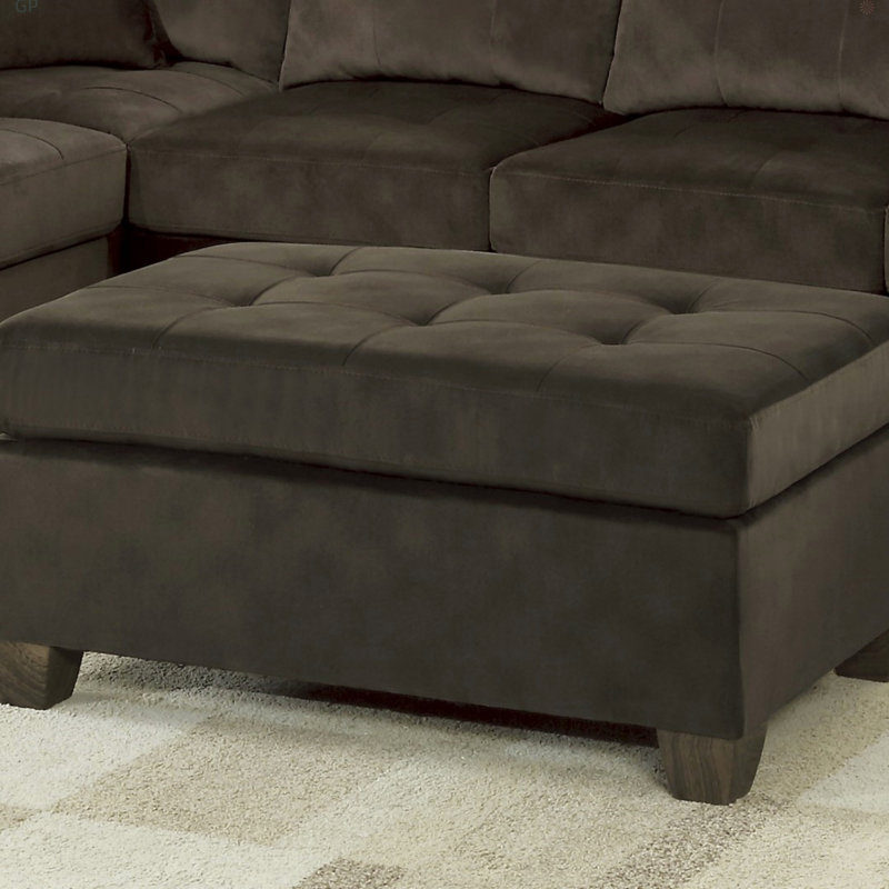 Repose-pieds capitonné en microfibre pour salon moderne, Chocolat