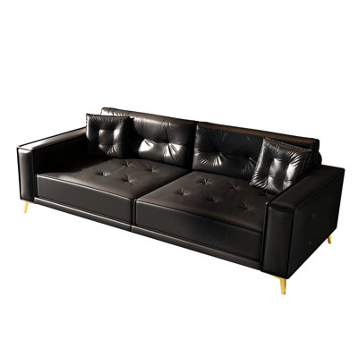 Cordsavia 92.1" Modern Faux Leather Convertible Sofa Bed with Removable Pillows