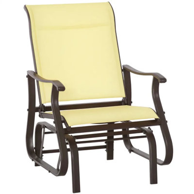 Outdoor Gliding Chair With Breathable Mesh, Smooth Quiet Rocking Patio Glider, Curved Comfort Seat & Armrests, Powder-coated Steel Frame For Garden, Porch, Deck