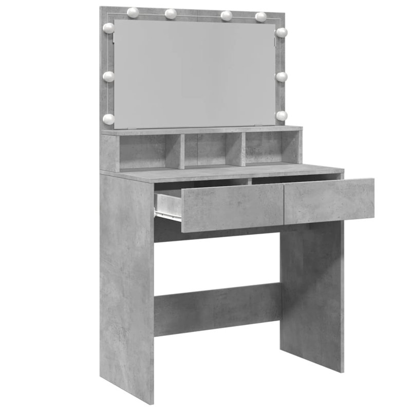 Dressing Table with Mirror, Concrete Grey