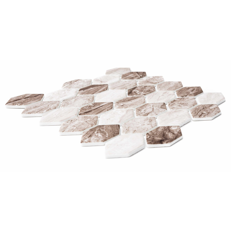 Recycled Serenity 12" x 11" Glass Mosaic Wall Tile, Brown