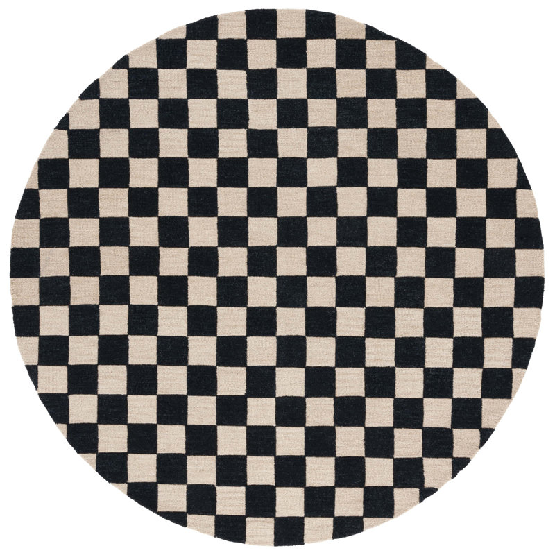 Tapis noir / beige Freesia, Rond 6 pi
