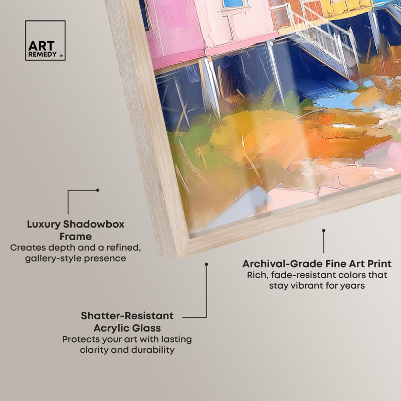 «Coastal Shadowbox», impression côtière par Art Remedy, H 21 po x l 25 po, Crème, crème