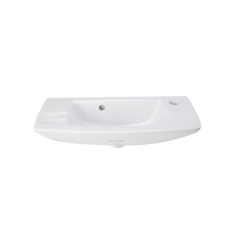 Compact White Glazed Ceramic Wall-Mount Vessel Sink